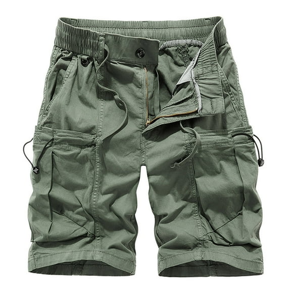 Men's Summer Cargo Shorts Stylish Solid Casual Athletic Work Short Relaxed Fit Outdoor Shorts with Large Pockets
