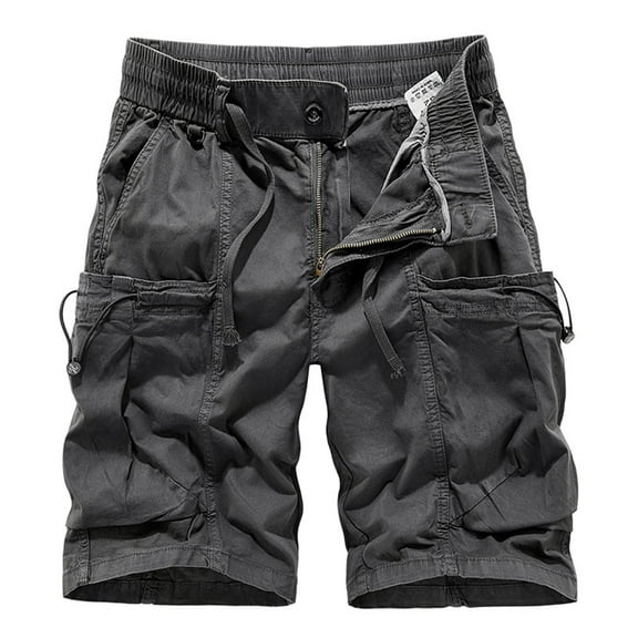 Men's Summer Cargo Shorts Stylish Solid Casual Athletic Work Short Relaxed Fit Outdoor Shorts with Large Pockets