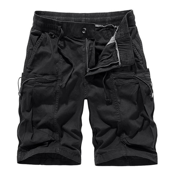 Men's Summer Cargo Shorts Stylish Solid Casual Athletic Work Short Relaxed Fit Outdoor Shorts with Large Pockets