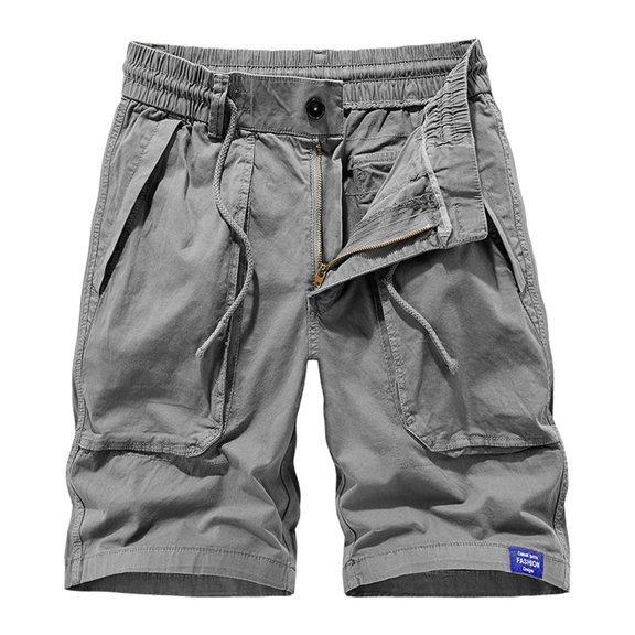 Men's Summer Cargo Shorts Stylish Solid Casual Athletic Work Short Relaxed Fit Outdoor Shorts with Large Pockets