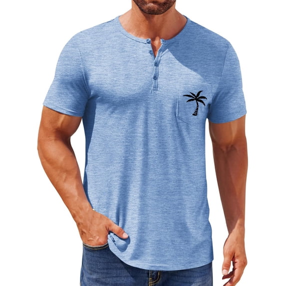Men's Summer Casual 4-Button Short Sleeve T-Shirt Stylish, Lightweight, Versatile, Available in Multiple Colors and Sizes