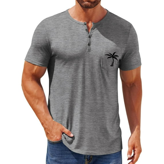 Men's Summer Casual 4-Button Short Sleeve T-Shirt Stylish, Lightweight, Versatile, Available in Multiple Colors and Sizes