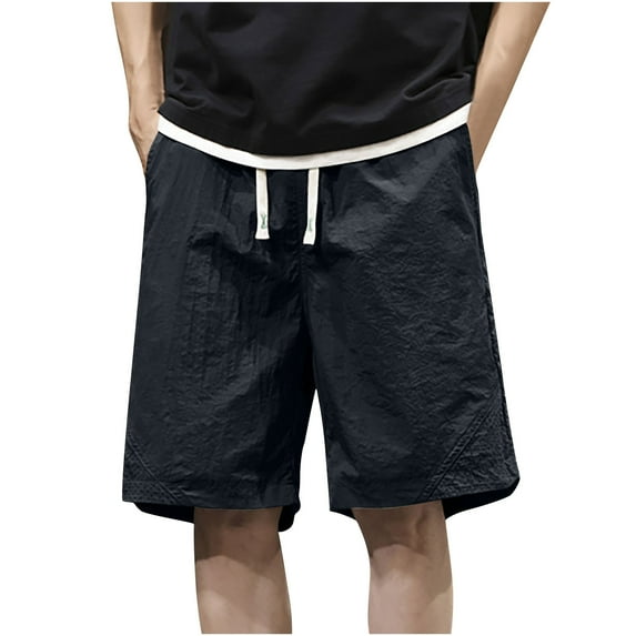 Men's Summer Casual And Comfortable Drawstring Pocket Elastic Waist Shorts Basic Business Travel Pants Men