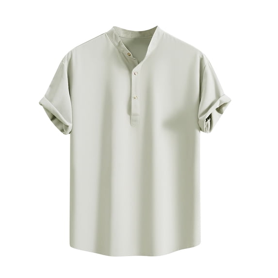 Men's Summer Casual Comfortable Solid Shirt for Wear Gray S