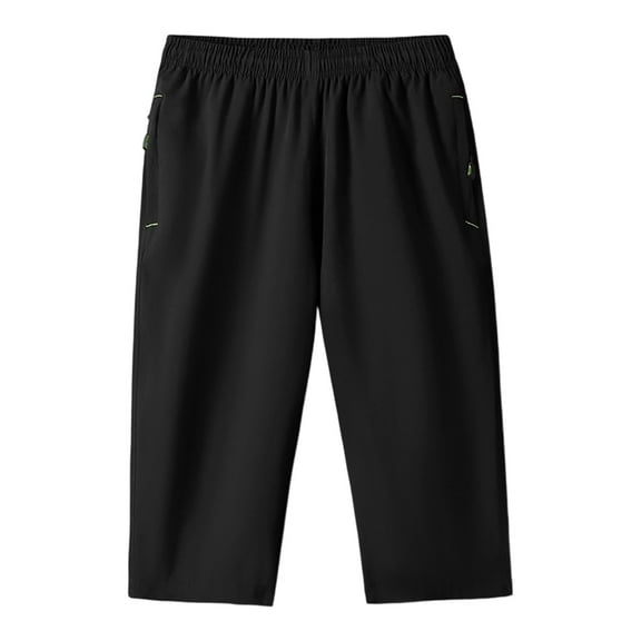 Men's Summer Casual Cropped Trousers Lightweight Breathable Elastic Loose Fit Comfortable Stretchy Daily Wear