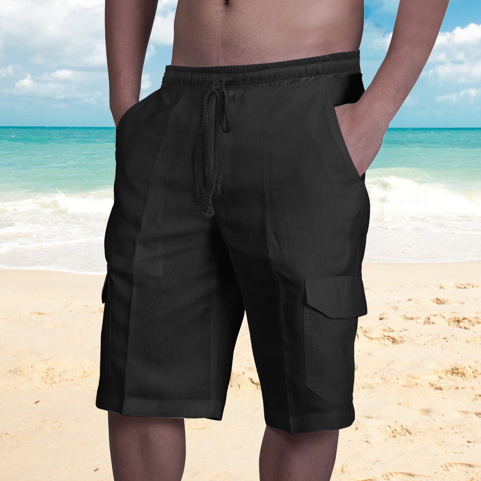 Men's Shorts Casual Classic Fit Drawstring Summer Beach Shorts With Elastic Waist And Pockets main image 1