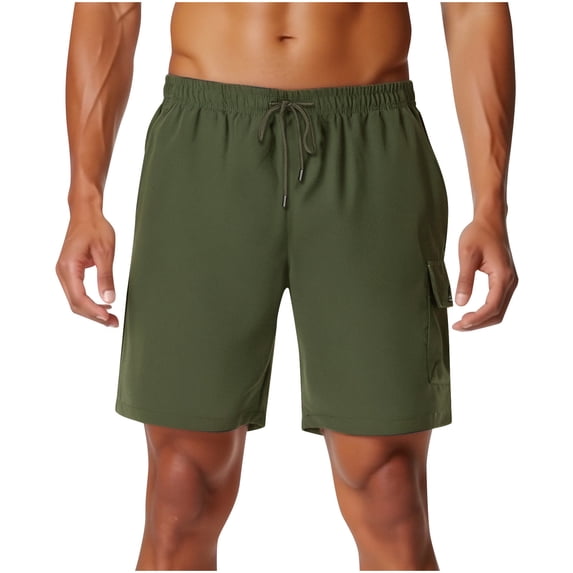 Men's Summer Casual Drawstring Shorts Lightweight Elastic Waist Walking Shorts with Pockets Army Green S