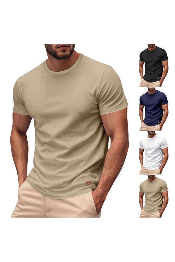 Men's Summer Casual Loose Fit Short Sleeve T-Shirt Top Solid Color Round Neck Tee for Gym Workout Beach Vacation Streetwear Outfits | AESTIVO,Black 2XL