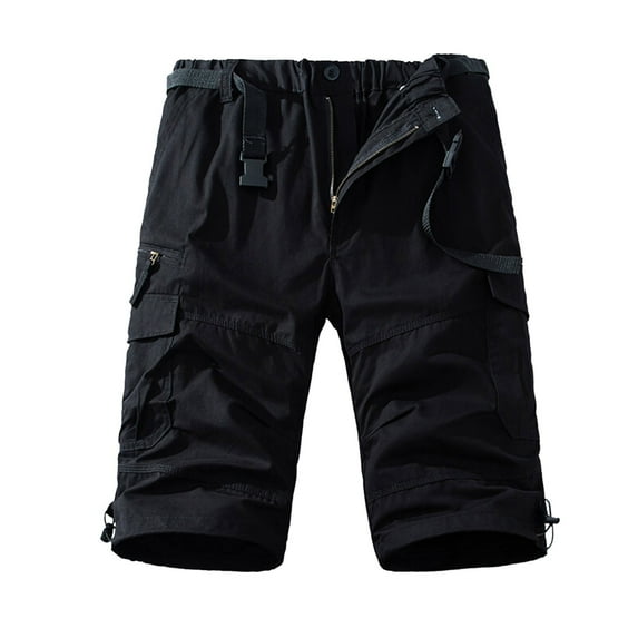 Men's Summer Casual Pocket Straight Leg Solid Color Shorts Ideal for Beaches, with Different Sizes and Lengths