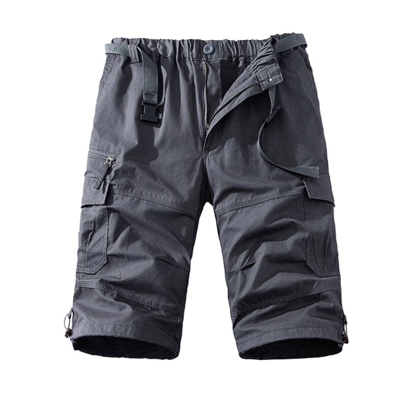 Men's Summer Casual Pocket Straight Leg Solid Color Shorts Ideal for Beaches, with Different Sizes and Lengths