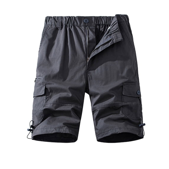Men's Summer Casual Pocket Straight Leg Solid Color Shorts Stylish, Suitable for Seaside Entertainment, Size Chart Provided