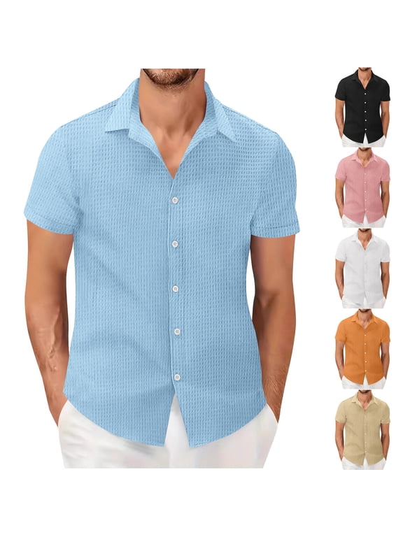Men's Summer Casual Short Sleeve Button Down Lapel Shirt Tops Polyamide Knit Cooling Quick Dry Breathable Loose Fit Fashion Vacation Streetwear Gift For Him | JASKFLY,Black L
