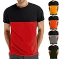 thumbnail image 1 of Men's Summer Casual Short Sleeve Color Block T-Shirt Top Round Neck Sporty Tee for Gym Workout Fitness Training Streetwear Outfits | AESTIVO,Orange XL, 1 of 8
