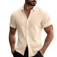 thumbnail image 1 of Men's Summer Casual Short Sleeve Shirt Classic Beach Bowling Button Up Shirt Lightweight Breathable Comfortable Stylish Mens Basic Tee Shirts Summer Classic T-Shirts, 1 of 5