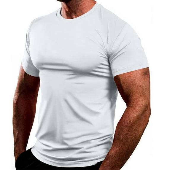 Men's Summer Casual Short Sleeve T-Shirt Breathable Round Neck Tee for Home Workout Sports Comfort Fit
