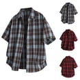 thumbnail image 1 of Men's Summer Casual Short Sleeve Vintage Beach Button Down Shirt Top for Golf Fishing Vacation Business Casual Outfits | AESTIVO,Red 2XL, 1 of 9