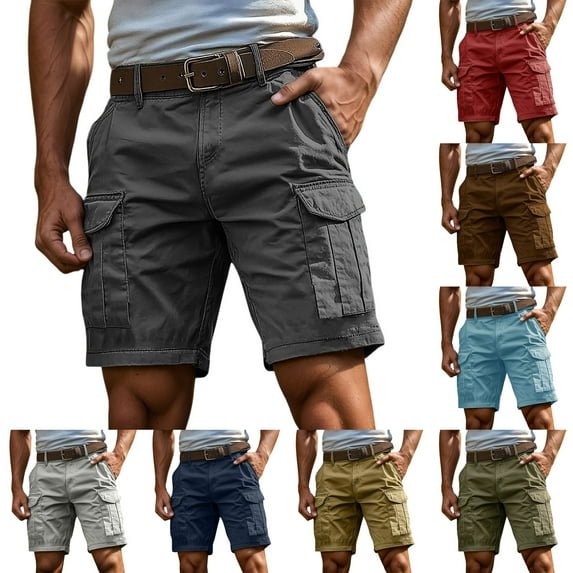 Men's Summer Casual Shorts, Cargo-Shorts, Short Pants for Golf, Athletics, Running, Fishing, and Hiking Khaki 3XL