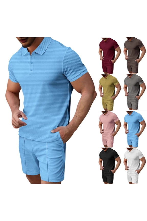 Men's Summer Casual Shorts Set with Round Neck Short Sleeve Top and Breathable Pockets for Gym Workout Beach Vacation Streetwear Outfits | AESTIVO,Black L