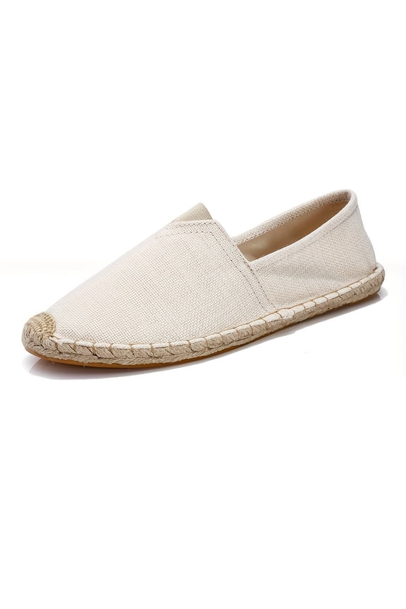 Men’s Summer Casual Slip-On Shoes, Lightweight Breathable Straw Woven Linen Sneakers, Comfortable Canvas Loafers for Outdoor, Beach, Travel, and Daily Wear