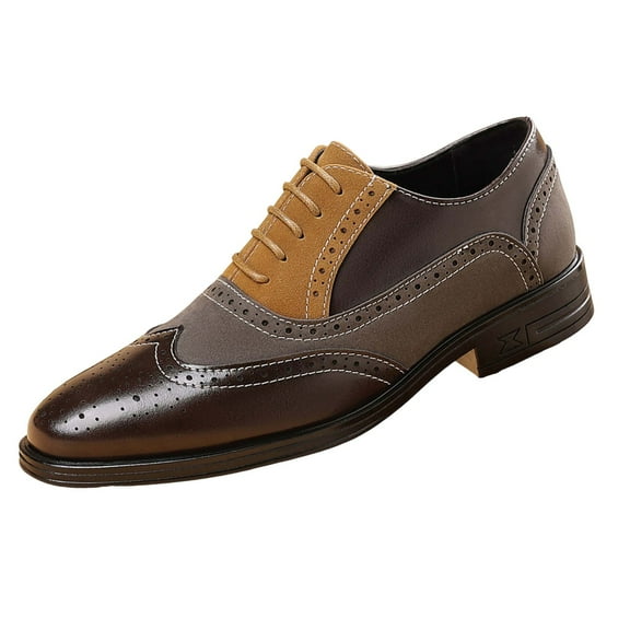 Men's Summer Casual Solid Color Leather Shoes Soft Sole Business Formal Footwear Khaki,44