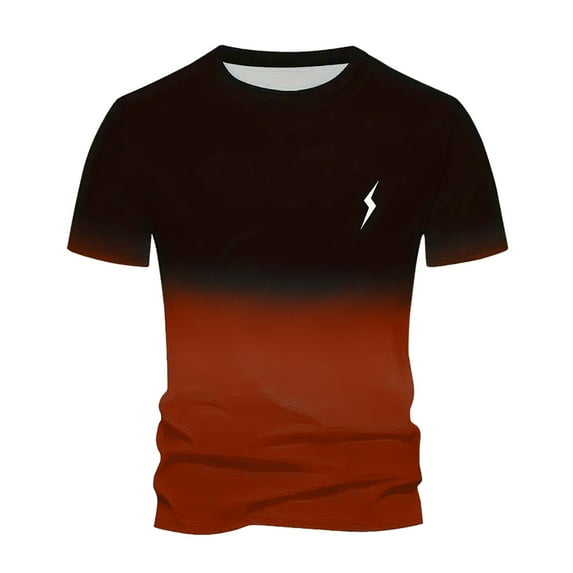 Men's Summer Casual Sport T-Shirt 3D Digital Print, Gradient Color, Lightweight Flat Cloth, Suitable for Workouts & Errands