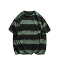 thumbnail image 1 of Men's Summer Casual Stripe T-Shirt Crewneck Short Sleeve Color Block Pullover Oversized Clothes, 1 of 3