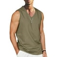 thumbnail image 1 of Men's Summer Classic V Neck Sleeveless Cotton Linen Tank Top, Solid Color Casual Beach Vacation Undershirt, Lightweight Breathable T Shirt Vest for Hot Weather Daily Wear JN L, 1 of 4