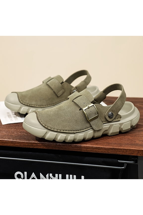 Men's Summer Closed-Toe Casual Sandals, Breathable Two-Way Wear Slip-On Shoes with Holes or Closed Design, Lightweight Wear-Resistant Comfort Slippers for Outdoor and Daily Use
