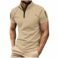 thumbnail image 1 of Men’s Summer Collar T-Shirt Fashion Half Zipper Pullover Short Sleeve Shirt Lightweight Comfy Tops ,L, 1 of 8