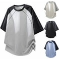 thumbnail image 1 of Men's Summer Color Block Casual Shirt Tops T-Shirt Round Neck Short Sleeve Loose Fit Breathable Quick Dry Nylon Spandex Streetwear Vacation Travel Outfits Fashion Essential Gift, 1 of 8