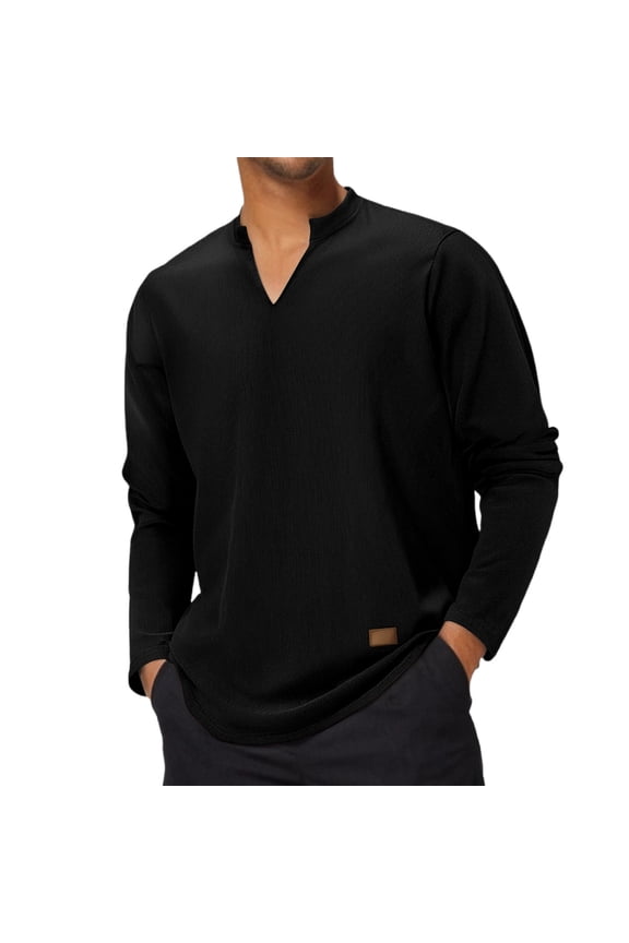 Men's Summer Cool Long Sleeve V Neck T Shirt - Strip Loose, Great Quality, Polyester, Sizes S - XXXL