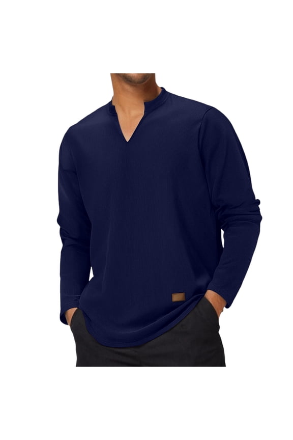 Men's Summer Cool Long Sleeve V Neck T Shirt - Strip Loose, Great Quality, Polyester, Sizes S - XXXL