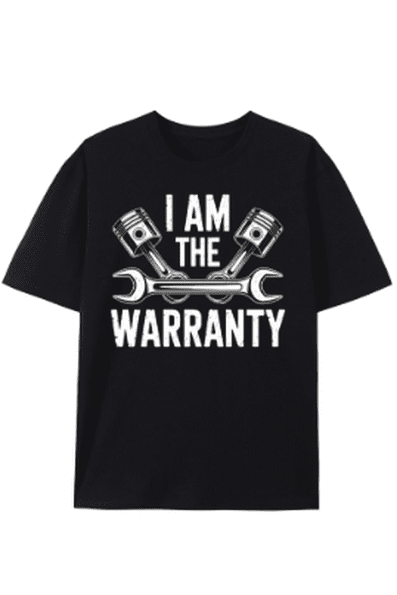 Men's Summer Cotton T-Shirt, I Am The Warranty Printed Round Neck Short Sleeve Top by Greenink