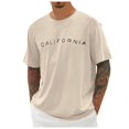thumbnail image 1 of Men's Summer Crew Neck Short Sleeve Oversized T Shirt City Print, Loose Casual, Polyester/Spandex, Multiple Sizes, Washable, 1 of 4