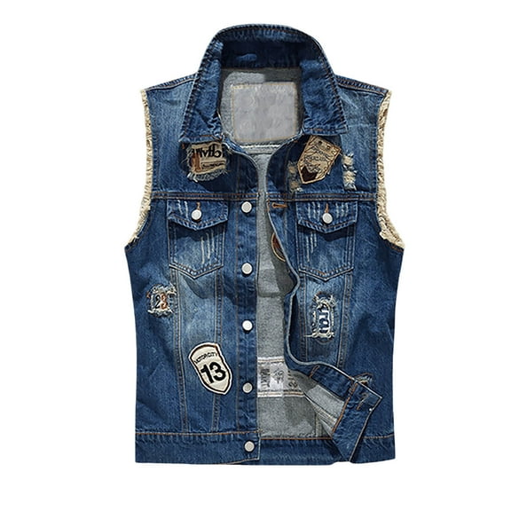 Men's Summer Embroidered Cowboy Style Sleeveless Vest Canvas Casual Outdoor Style Vest Jacket puffer jacket men