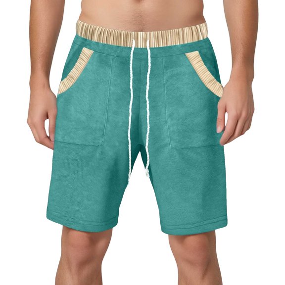 Men's Summer Fashion Five Point Shorts Ripstop Fabric, Elastic Waist with Drawstring, Suitable for Beach, Hiking & Outdoor, Multiple Sizes