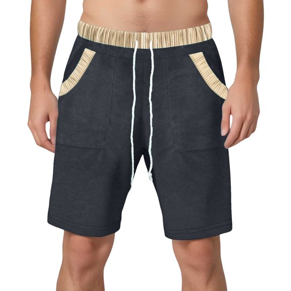 Men's Summer Fashion Five Point Shorts Ripstop Fabric, Elastic Waist with Drawstring, Suitable for Beach, Hiking & Outdoor, Multiple Sizes