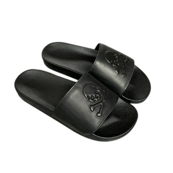Men's Summer Fashion Flat Leather Open Toe Skull Slippers