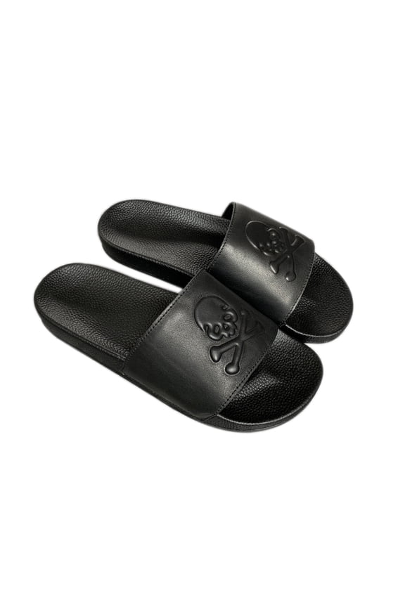 Men's Summer Fashion Flat Leather Open Toe Skull Slippers