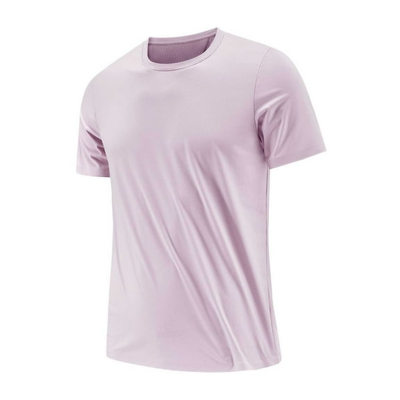 Men's Summer Fashion Solid Color Ice Silk T Shirt Round Neck Quick Drying Comfortable Breathable Casual Tee for Daily Wear Men's Loose Fit Casual Fashion Shirt