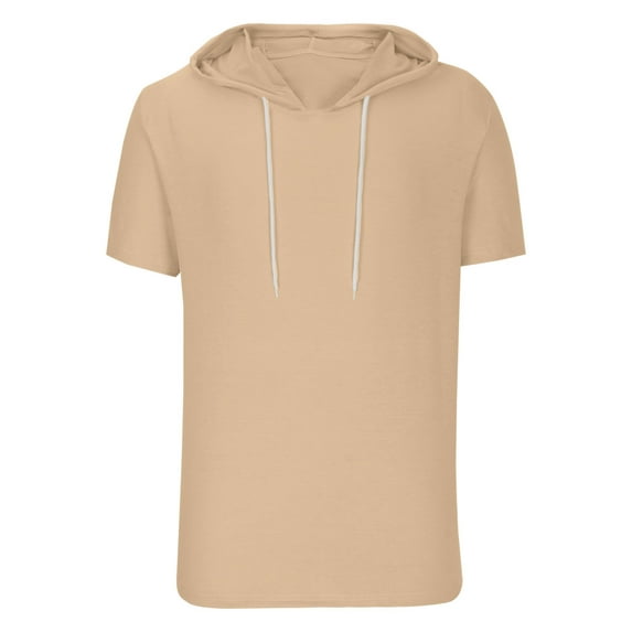 Men's Summer Fashion Sports Short Sleeve Hooded T-Shirt Breathable Comfortable Casual Tee for Active Mens Work Shirts Summer Basic Tee Shirts