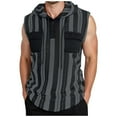 thumbnail image 1 of Men's Summer Fashion Striped Cuffless Hoodie With Pocket Sports Hoodie, 1 of 7