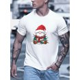 thumbnail image 1 of Men's Summer Fashion T-Shirt with Christmas Santa Print - Casual Round Neck, Polyester Blend, Machine Washable, 1 of 5