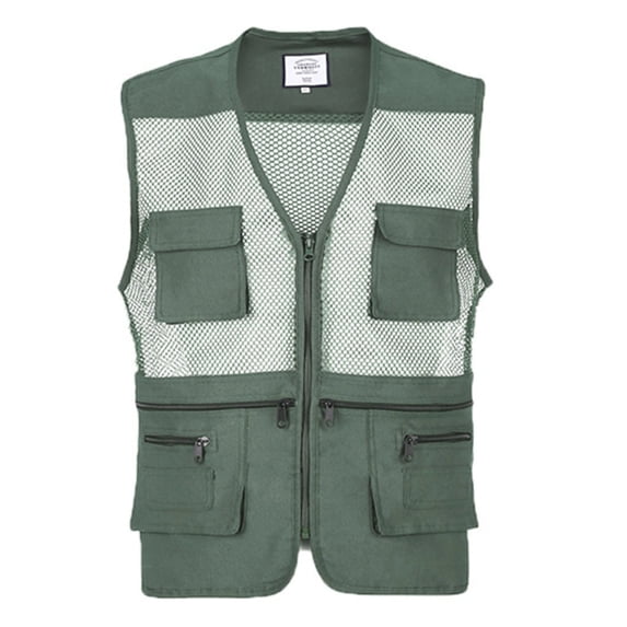 Men's Summer Fishing Photography Vest - Polyester Multi-Pocket Outdoor Gear - Solid Color, Spring/Summer Casual - XL-XXXXXL Sizes
