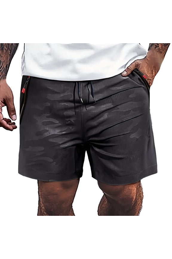 Men's Summer Fitness Shorts Muscle Exercise Quarter Pants, Mesh Breathable, Quick Drying, for Outdoor Activities