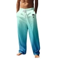 thumbnail image 1 of Men's Summer Gradient Hawaiian Coconut Tree Print Casual Pants Sky Blue L, 1 of 4