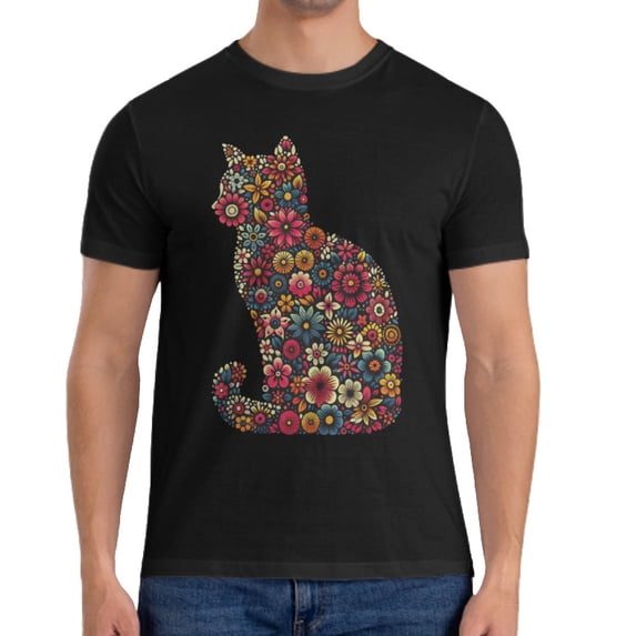 Men's Summer Graphic T-Shirt, Cotton, Breathable Casual Tee with Creative Prints, Animal Cat Pattern