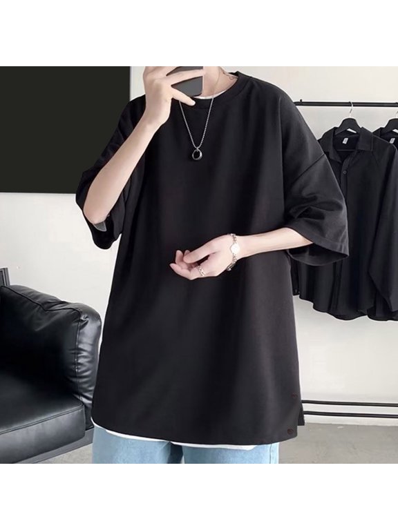 Men's Summer Half Sleeved Style Trend Versatile Five Quarter Shirt Loose Top