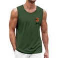 thumbnail image 1 of Men's Summer Hawaiian Printed Surf Beach Tank Top, Casual Loose Breathable Sleeveless Shirt, Dark Green, XL, 1 of 6