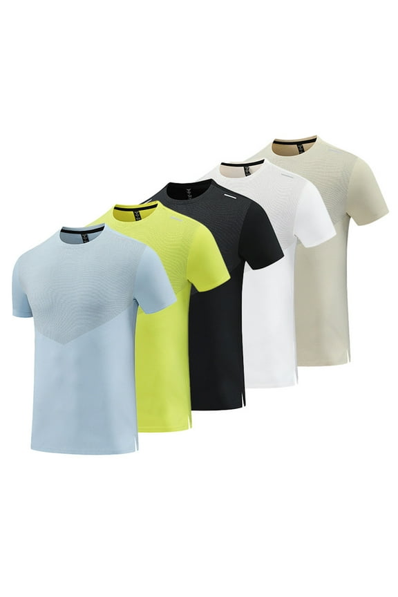 Men's Summer Ice Silk Cooling Short Sleeve Shirt T-Shirt Top Solid Color Breathable Quick Dry Outdoor Running Sports Fitness Training Workout | AESTIVO,Black L